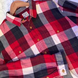 J.Crew Men’s Red Plaid Double Pocket Flannel Shirt Long Sleeve 100% Cotton L